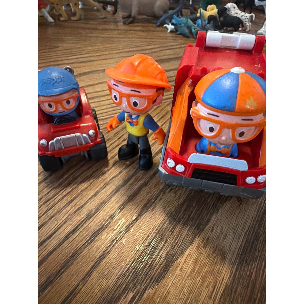 Blippi Toy Vehicle Set Red Garbage Truck Mini Car and Construction Figure Lot